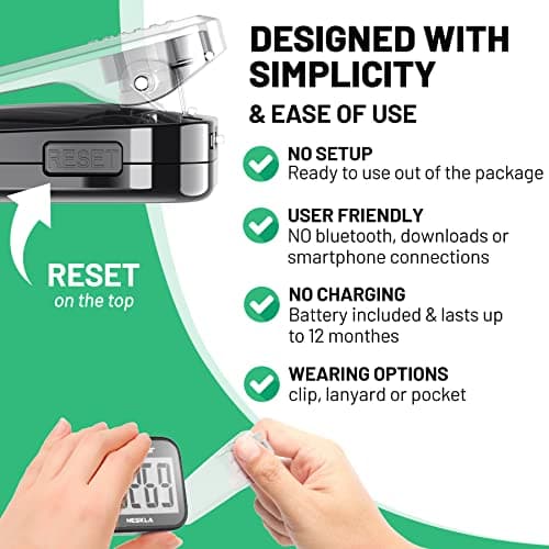 3D Pedometer for Walking, Simple Step Counter with Large Digital Display, Step Tracker with Removable Clip Lanyard, Accurately Track Steps for Men Women Adults Seniors- Black — view 2