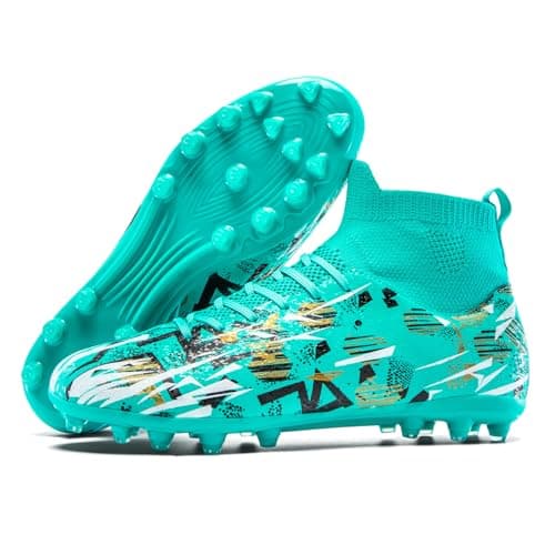 PMKZSES Kids Soccer Cleats High Top Football Cleats Boys Girls for Training Green
