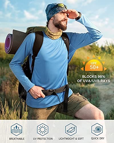 Roadbox Mens UPF 50+ UV Sun Protection Shirts Outdoor Long Sleeve SPF Diving Rash Guard for Fishing Hiking Swimming — view 2
