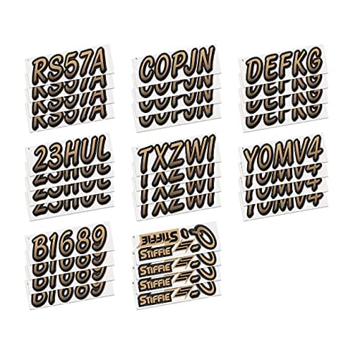 STIFFIE Whipline Metallic Gold/Black 3" Alpha-Numeric Registration Identification Numbers Stickers Decals for Boats & Personal Watercraft — view 3