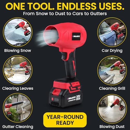 Bullseye Blower – Cordless Leaf Blower, Handheld Turbo Jet with 2 Batteries, 20V 350W Electric Air Power for Patio, Garage Cleaning and Car Drying – As Seen on TV — view 4
