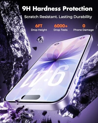 UNBREAKcable 3-Pack Screen Protector for iPhone 17, Double Shatterproof Tempered Glass [Easy Installation Frame] [9H Hardness] [99.99% HD Clear] [Case Friendly] for iPhone 6.3 inch — view 3