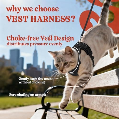 rabbitgoo Cat Harness and Leash for Walking, Escape Proof Soft Adjustable Vest Harnesses for Small Medium Cats, Easy Control Breathable Reflective Strips Jacket, XS, Black — view 2
