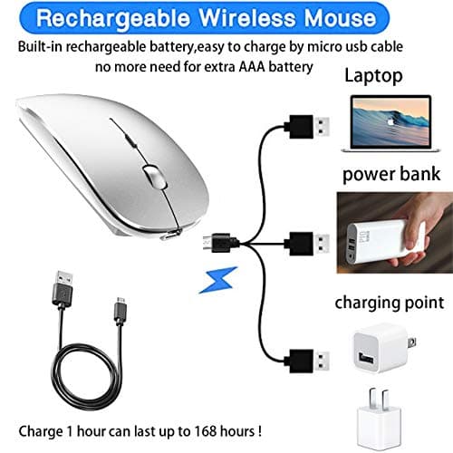 Bluetooth Wireless Mouse for Laptop mac MacBook ipad MacBook air MacBook pro pc Desktop Computer Windows Chromebook Notebook (Silver) — view 7