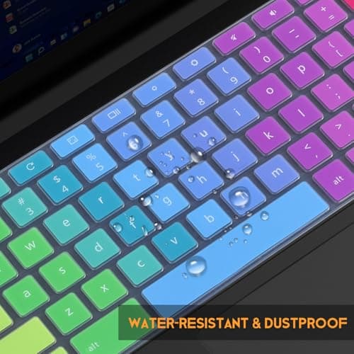 Colorful Keyboard Cover for Dell 11.6 Chromebook 3100 3110 / Chromebook 11 3120 3180 3181 3189 5190 P22T 11.6" / Chromebook 13 3380 13.3" Protective Skin, Dell Chromebook Accessories, Rainbow — view 4