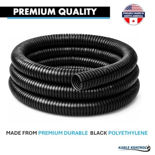 Kable Kontrol Split Wire Loom Tubing 1/2” Inch 25 Ft Long - Black Wire Conduit Cover for Cords - Corrugated Tubing and Protector for Automotive Wires – Durable Polyethylene — view 3