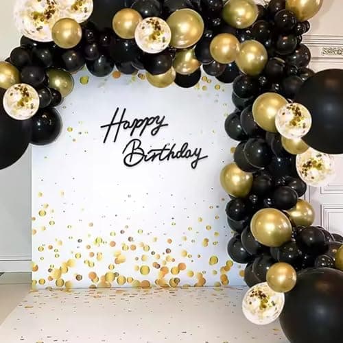 TONIFUL Happy Birthday Sign for Backdrop - Glitter Black Felt Banner - Includes Dot Glue - Perfect for Birthday Party Backdrop,Wall Decr,Balloon Arch,Photo Background — view 3