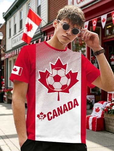 MEESHEEP Canada Shirt Men Canadian 2026 World Soccer Fans T-Shirts Football Jersey Short Sleeve Tops — view 2