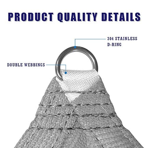 HOMA 8' x 20' Grey Rectangle Sun Shade Sail Canopy, 95% UV Blockage Awning Shelter Fabric Cloth Screen for Patio Outdoor Backyard - Heavy Duty Commercial Grade (Custom Size - Made in USA) — view 3