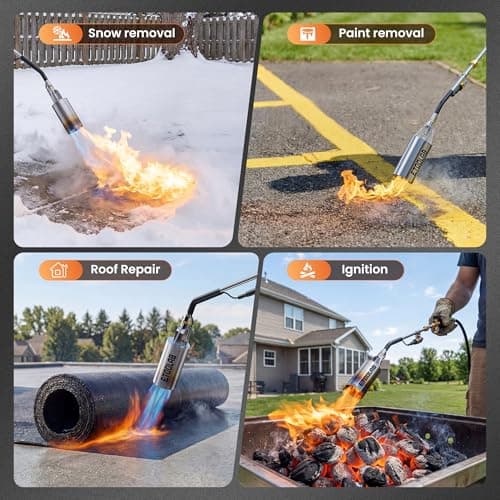 Propane Torch Weed Burner,14FT Hose 1,800,000 BTU High Output Weed Torch with Self Igniter and Turbo Trigger, Heavy Duty Propane Weed Torch for Weeding,Melting Snow,BBQ,Roof Asphalt Work — view 5