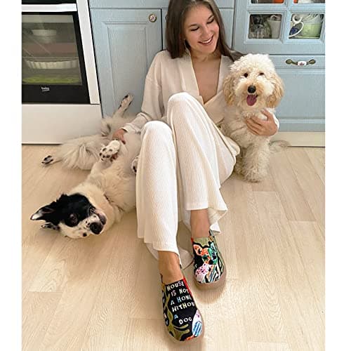 UIN Women's Slip On Sneakers Casual Loafers Knit Art Painted Comfort Soft Walking Shoes Chihuahua (40) — view 2