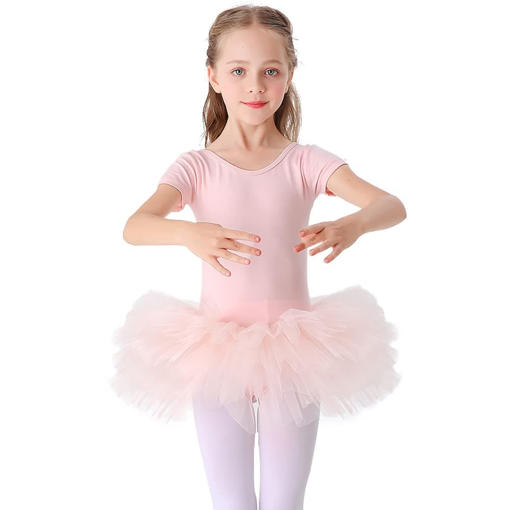 Bezioner Maillot de Danza Tutú Vestido de Ballet Gimnasia Leotardo Algodón Body Clásico Manga Corta Manga Corta para Niña — view 9