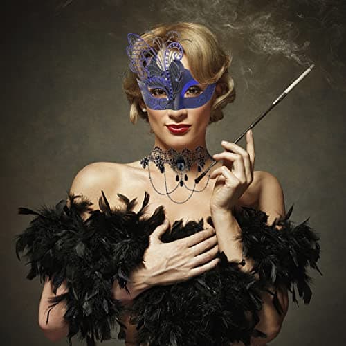IETANG One Pair Couple's Gorgeous Venetian Masquerade Masks Party Costumes Accessory (Butterfly-blue) — view 8