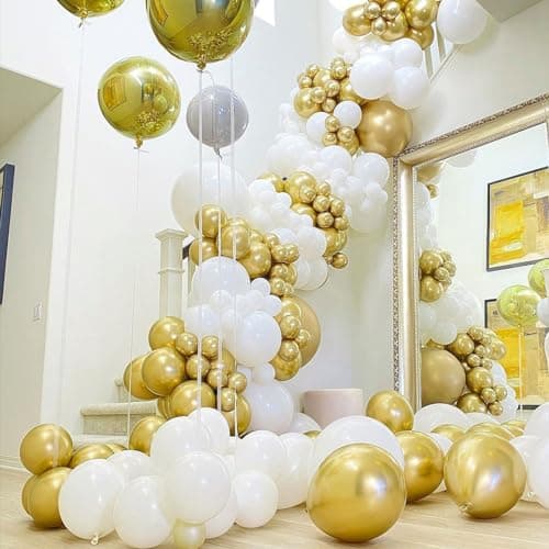PartyWoo Gold Balloons 50pcs 12 Inch Gold Latex Helium Balloons for Birthday Wedding Anniversary Baby Shower Graduation Bachelorette Retirement Engagement Tea Casino Disco Party Decorations Gold-G101 — view 4