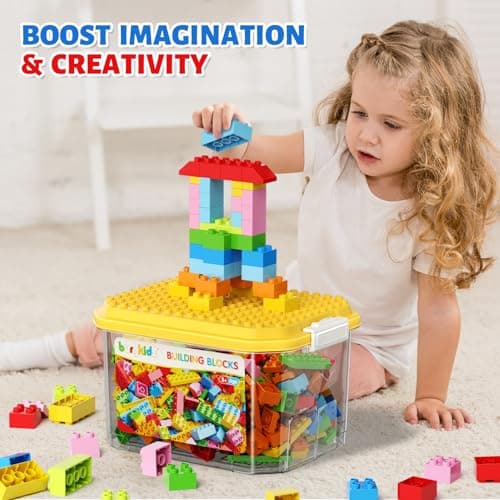 150 Pieces Classic Big Building Blocks with Storage Box, Large Toddler Blocks, Compatible with Most Major Brands, STEM Toy Gift Big Bricks, Building Blocks for Toddlers 3-5, Kids Blocks for All Ages — view 2