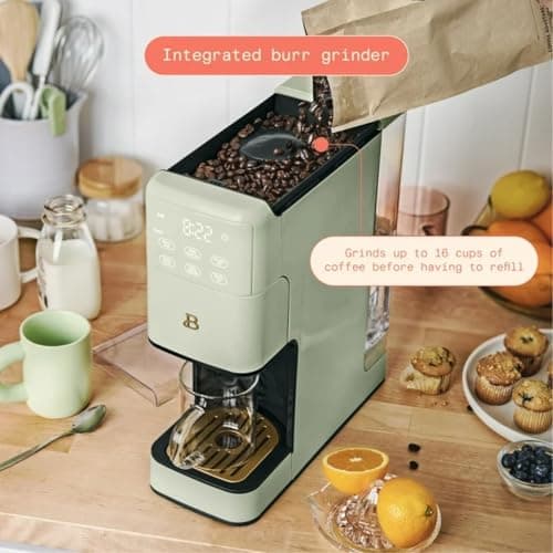 Programmable Single Serve Coffee Maker with Integrated Burr Grinder, Touch Controls, Fresh Custom Brew, Compact Design, Easy to Use