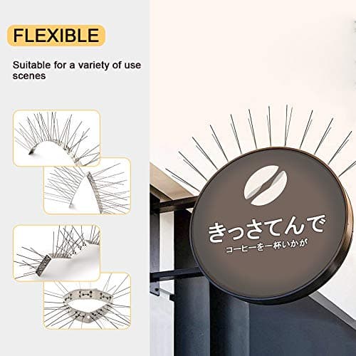 OFFO Bird Spikes with Stainless Steel Base, Durable Bird Repellent Spikes Arrow Pigeon Spikes Fence Kit for Deterring Small Bird, Crows and Woodpeckers, Covers 3.4 Feet(1.04m) — view 7