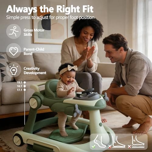 Kinder King 8-in-1 Baby Walker with Music & Lights, 3 Level Adjustable Height, Foldable Toddler Walker with Speed Adjustable Wheels, Easy to Clean, Baby Walkers for Boys & Girls 6-18 Months — view 5