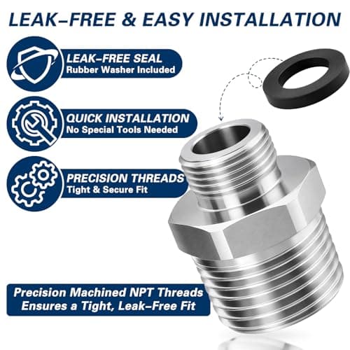 RV Faucet Adapter, 1/2 to 3/8 Compression Fitting, 304 Stainless Steel Reducer Faucet Adapter, Reducer Water Supply Adapter for RV Kitchen Plumbing (2 Pack) — view 4