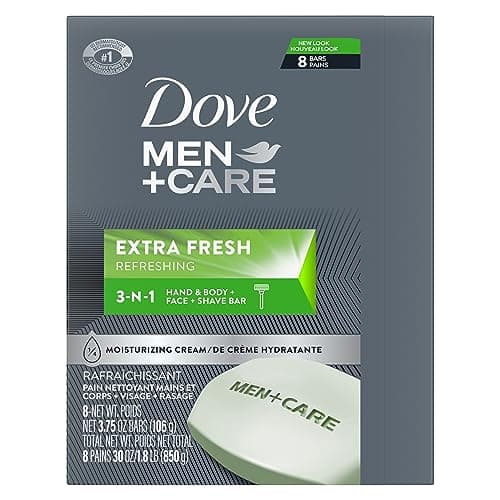 DOVE MEN + CARE 3 in 1 Bar Cleanser for Body, Face, and Shaving Extra Fresh Body and Facial Cleanser More Moisturizing Than Bar Soap to Clean and Hydrate Skin 3.75 Ounce (Pack of 8) — view 3