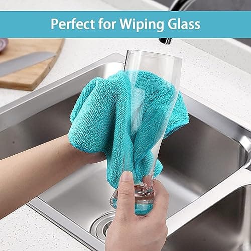 HOMEXCEL Microfiber Cleaning Cloth,12 Pack Cleaning Rag,Cleaning Towels with 4 Color Assorted,11.5"X11.5"(Green/Blue/Yellow/Pink) — view 4