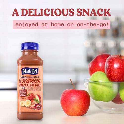 Naked Boosted Smoothie Strawberry Banana Machine, 15.2 fl oz Bottle - Real Fruit Juice Smoothie with Fiber, Excellent Source of Vitamin C and Vitamin E for Immune Support — view 5