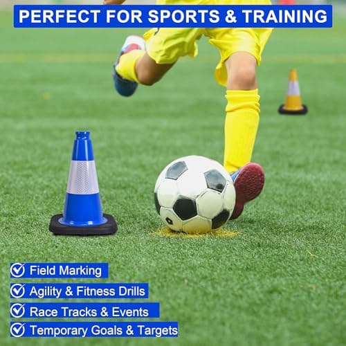 OrangeStar 12" Blue Traffic Cones 8-Pack Reflective Safety Cones with Heavy Duty Base for Sports Training, Parking Lots, Construction, Indoor & Outdoor Use — view 2