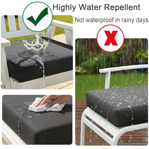 NettyPro Patio Cushion Covers Replacement Set 4 Water Repellent UV Resistant Outdoor Chair Seat Cushion Slipcover with Zipper and Tie, 24 x 22 x 4 Inch, Grey — view 4