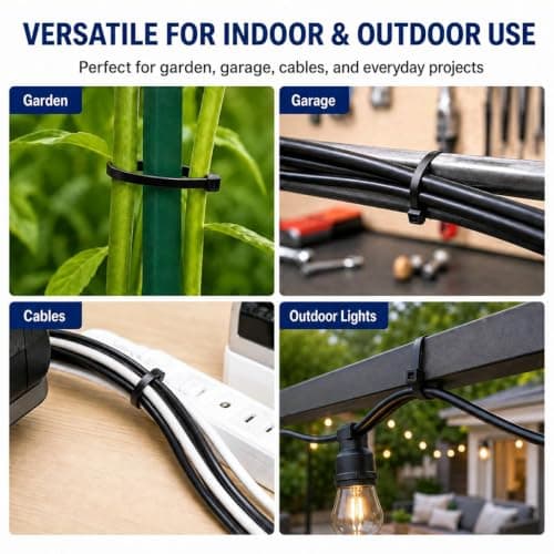 Zip Ties 12 inch, 100 Pack Heavy Duty Black Zip Ties with 120 lbs Tensile Strength, Self-Locking Nylon Cable Ties,Wire Ties for indoor and outdoor use. — view 5