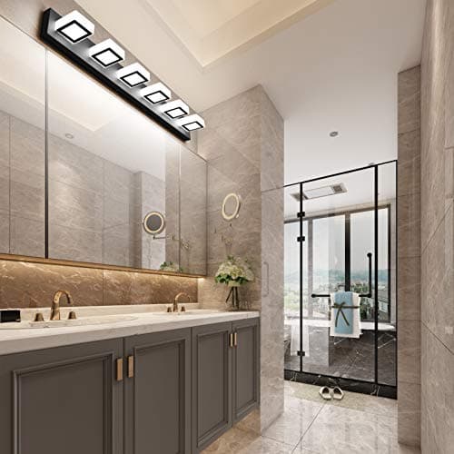 Ralbay LED Modern Black Bathroom Vanity Light 6 Light Acrylic Matte Black Modern Bathroom Vanity Lighting Fixtures Black Vanity Light for Bathroom — view 5