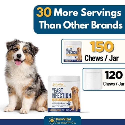 Natural Yeast Infection Treatment for Dogs, 150 Chews – Anti Yeast Support for Itchy Skin & Ears – Helps Reduce Irritation & Paw Licking – Probiotic + Herbal Blend – Bacon Flavored Soft Chews — view 3