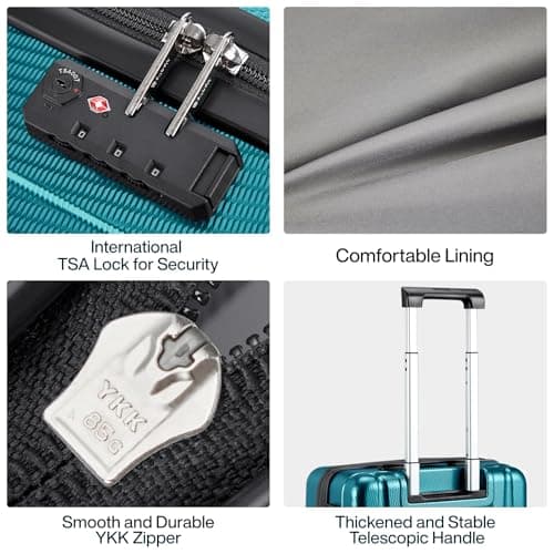 Hanke Luggage Sets 3 piece Carry On Luggage with Wheels PC Hard Shell Suitcases Lightweight Checked Travel Luggage Extra Large Travel Suitcase Woman Men 20/24/29 Inch(Caribbean Blue) — view 7