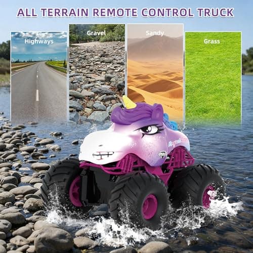 Tucrae RC Car, Pink Remote Control Car for Girls, 1:18 Amphibious Waterproof Monster Truck Toys 2.4 GHZ Remote Control 360 ° Rotation Stunt Car, Gifts for Girls 6 + Years Old on Birthday — view 3