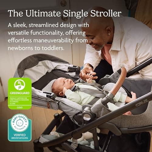 UPPAbaby Cruz V3 Stroller - from Birth + Car Seat Compatible - Full-Size, Reversible Seat - Infant Insert, Bug and Rain Shields Included - Jake (Charcoal/Carbon Frame/Black Leather) — view 2