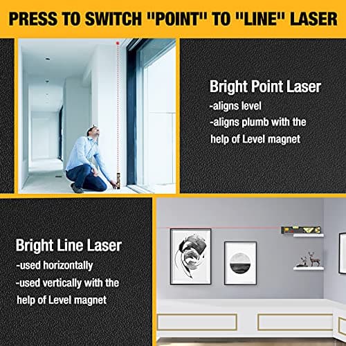PREXISO 2-in-1 Laser Level Tool with Light, 100 Ft Alignment Point & 30 Ft Leveling Line, Magnetic Laser Spirit Level for Construction Picture Hanging Wall Writing Painting Home Renovation — view 6