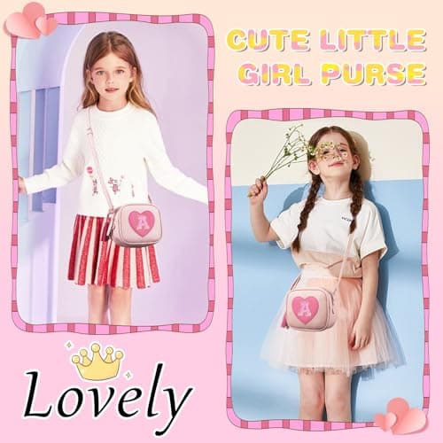 Birthday Gifts for 2 3 4 5 6 7 8 9 10 Year Old Girl,Cute Little Girl Purse Toddler Purse for Kids Wallet,Small Initial Shoulder Crossbody Bag,Personalized Christmas Gift for Daughter Baby(Pink,A) — view 5
