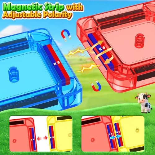 IGIVI Mini Magnetic Tiles Farm Travel Set, Magnet Building Blocks for Toddlers, STEM Travel Toys with Metal Storage Box, Christmas Birthdays Gifts for Kids Ages 3+ — view 5