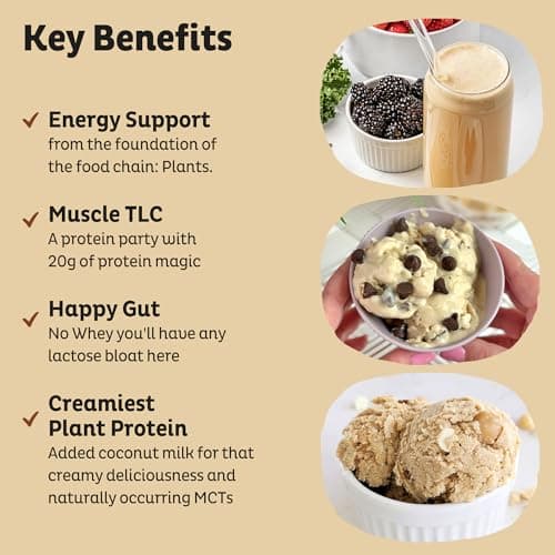 KOS Vegan Protein Powder Erythritol Free, Vanilla USDA Organic - Pea Protein Blend, Plant Based Superfood Rich in Vitamins & Minerals - Keto, Dairy Free - Meal Replacement for Women & Men, 28 Servings — view 2