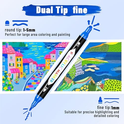 TBC The Best Crafts Acrylic Paint Markers, 72 Colors Dual Tip Dudu Head Paint Markers – Waterproof, Non-Toxic — view 2