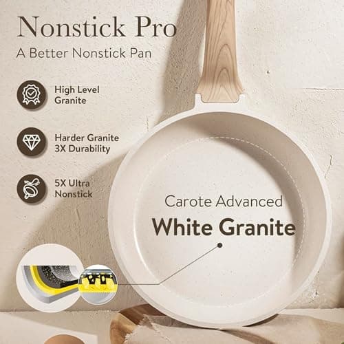 CAROTE 21pcs Pots and Pans Set, Nonstick Cookware Sets, Induction Cookware Kitchen Set Non Stick Cooking Set w/Frying Pans & Saucepans (PFOS, PFOA Free) — view 5