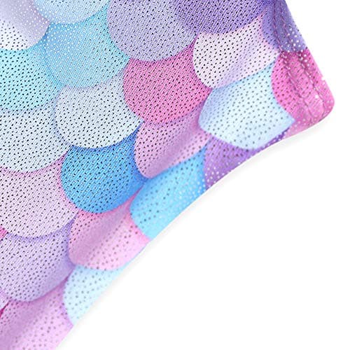 Belovance Leotards for Girls Gymnastics Toddler Dance Biketards Mermaid Unicorn Athletic Dance Wear Shiny Rainbow Blue Hotpink, Mermaid Purple, 2-3T — view 2