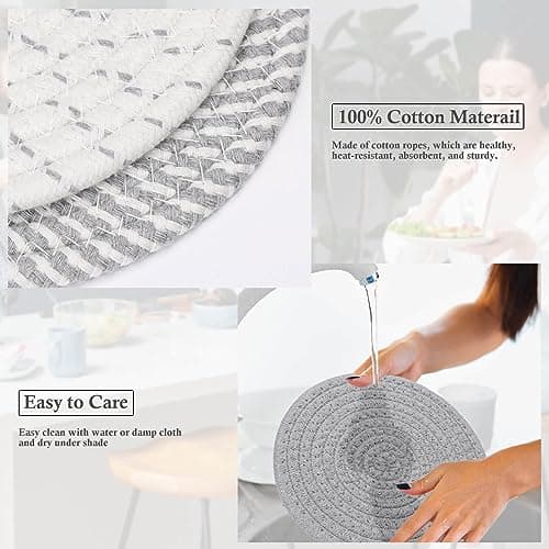 Billbotk 7" Trivets for Dishes, Pots and Pans, 4 Heat Resistant Hot Pads, Pot Holders for Kitchen, Plate Mats for Countertops, Table, Home Essentials, Farmhouse Decor — view 2