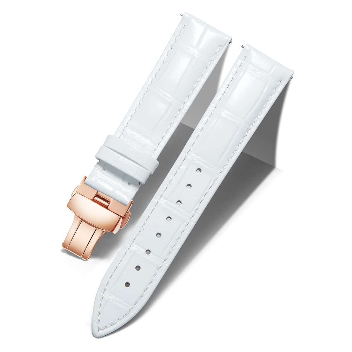 BINLUN Correa de Reloj de Cuero Correa de Piel Repuesto para Hombres/Mujeres con Hebilla de Despliegue Mariposa Plata/Oro/Oro Rosa 12mm-24mm 10 Colores — view 18
