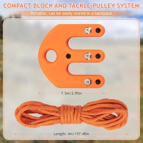 Game and Gear Hoist Pulley System, Ultralight Block and Tackle Pulley System, Portable Block and Tackle Gear Hoist for Backcountry Hunting Camping — view 4