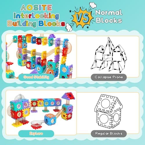 AOSITE 234 PCS STEM Marble Run Building Learning Toy Kid Gift Construction Race Track Marbles Run Building Block for 4 5 6 7 8 9 10 11 12Years, Creative Marble Run Games Boy Girl Birthday Xmas Present — view 2