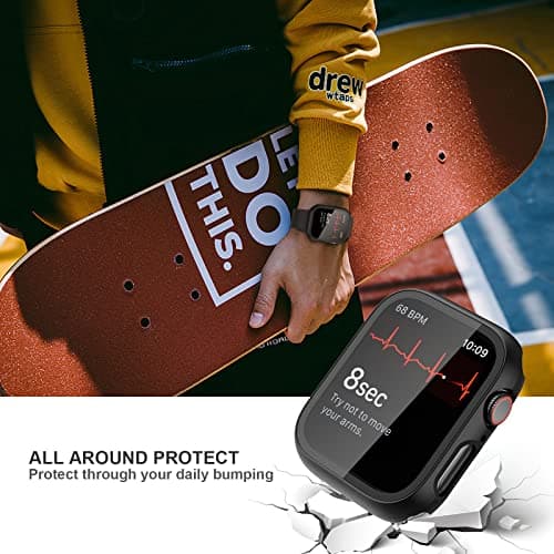 2 Pack Case with Tempered Glass Screen Protector for Apple Watch SE3(2025) SE2 Series 6/5/4/SE 40mm,JZK Slim Guard Bumper Full Coverage Hard PC Protective Cover Ultra-Thin Cover for iWatch 40mm,Clear — view 3