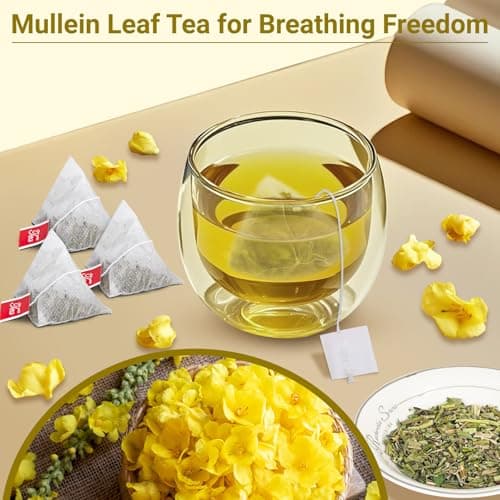 Mullein Tea Bags for Lungs, 100% Pure Mullein Leaf Tea for Lungs Cleanse and Respiratory Support, Caffeine Free, No Additives, Non-GMO (1 Pack/50 Bags) — view 5