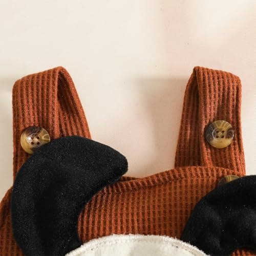 LUJENGEFA Baby Boy Outfit Clothes Set Stripe Overall Tops + Adjustable Suspender Pants +Hat Brown 0-3 months — view 4
