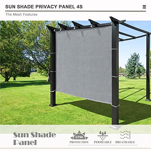 Alion Home Sun Shade Panel Privacy Screen with Grommets on 4 Sides for Outdoor, Patio, Awning, Window Cover, Pergola (10' x 10', Light Grey) — view 2