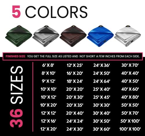 PROTARP Extreme Heavy Duty 22 Mil Tarp Cover, Waterproof, UV Resistant, Rip and Tear Proof, Poly Tarpaulin with Reinforced Edges for Roof, Camping, Patio, Pool, Boat. (White 16′ X 20′) — view 2